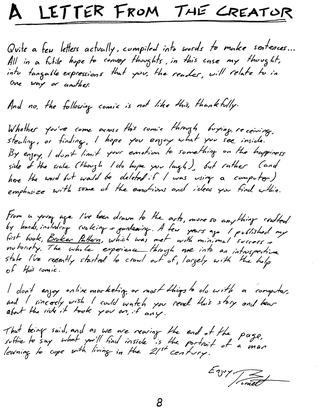 The Destructive Artist Vol I, preview page 4: Letter from the creator